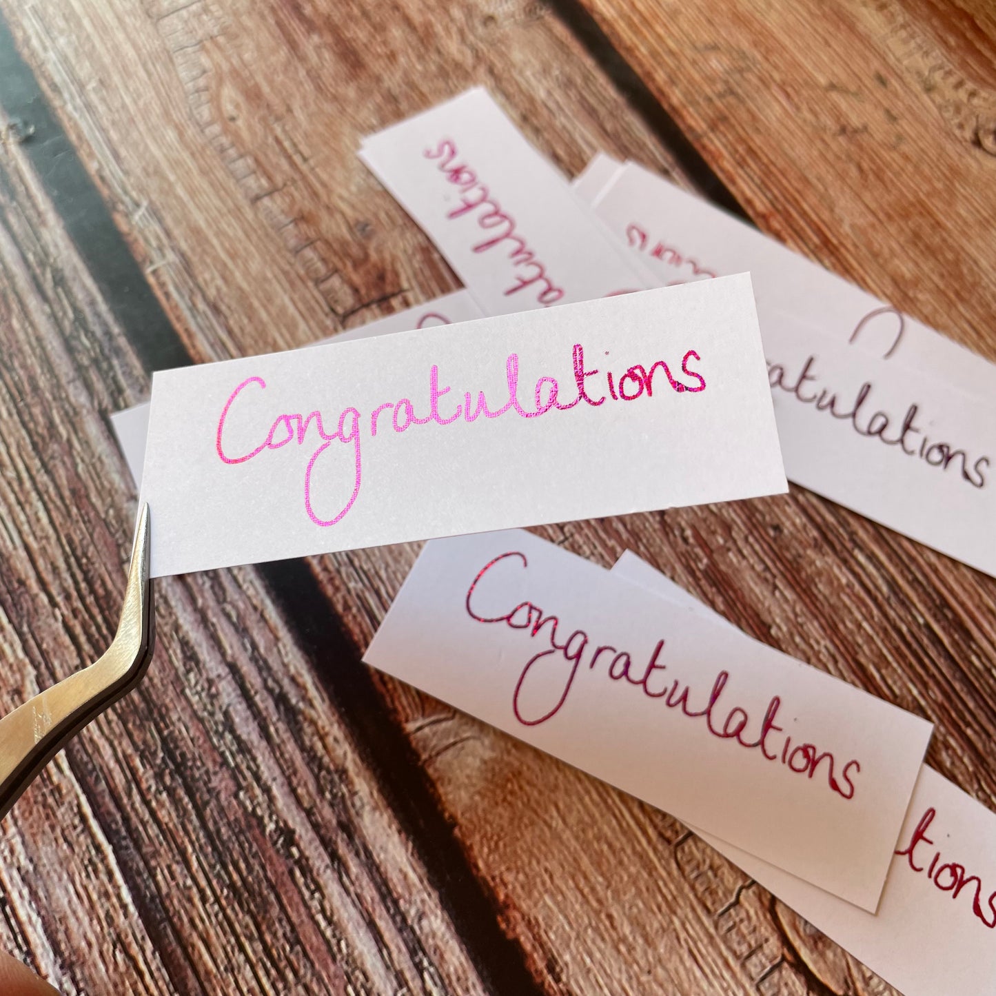 10 pcs Handwritten 'Congratulations' Coloured Foiled Sentiments