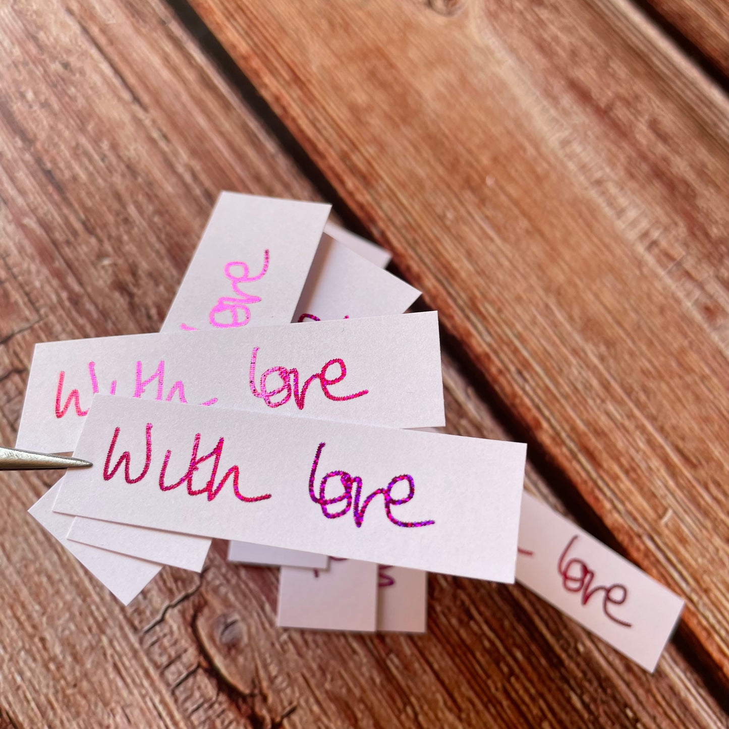 10 pcs Handwritten 'With Love' Coloured Foiled Sentiments