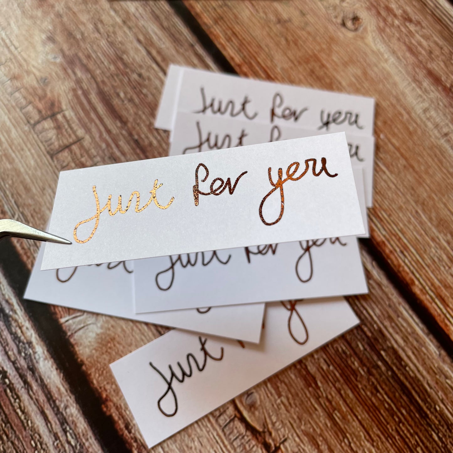 10 pcs Handwritten 'Just For You' coloured Foiled sentiments