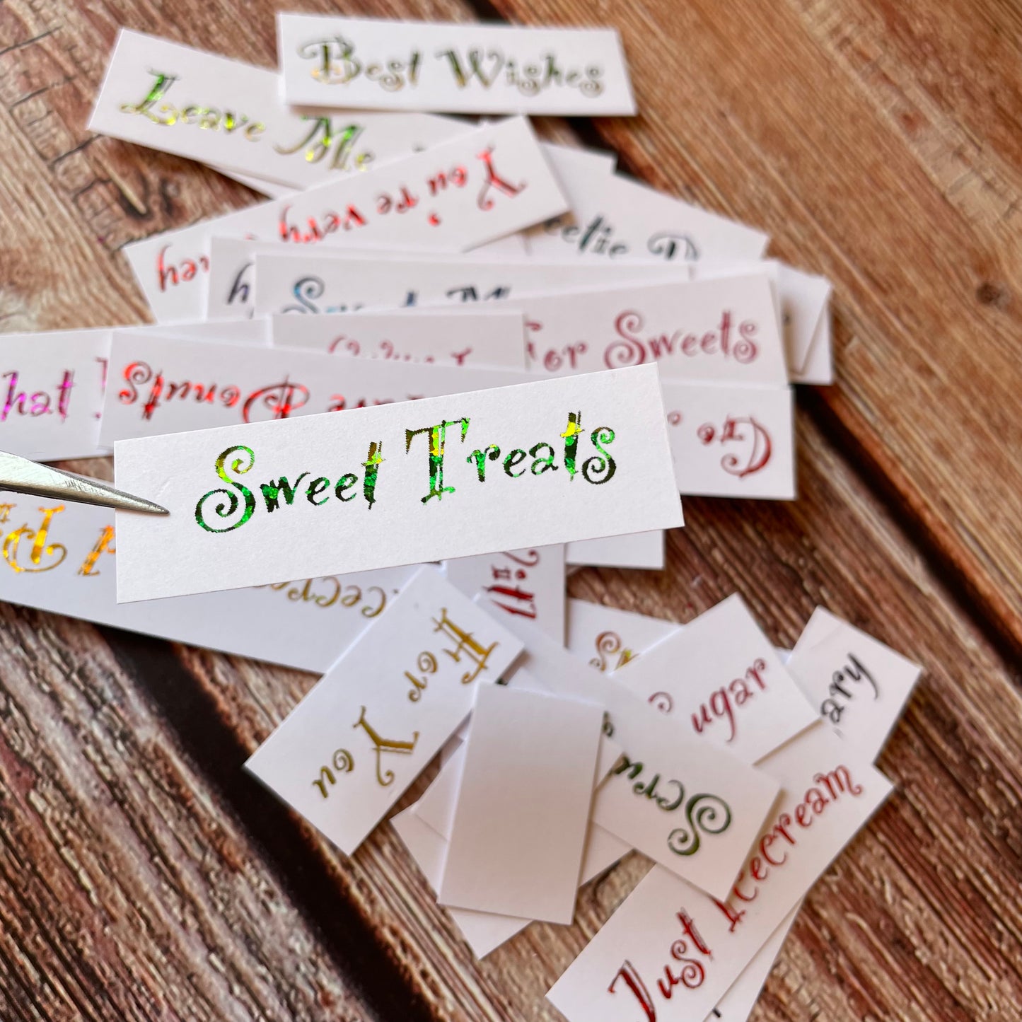 30 pcs Sweet Treasures Coloured Foiled Sentiments