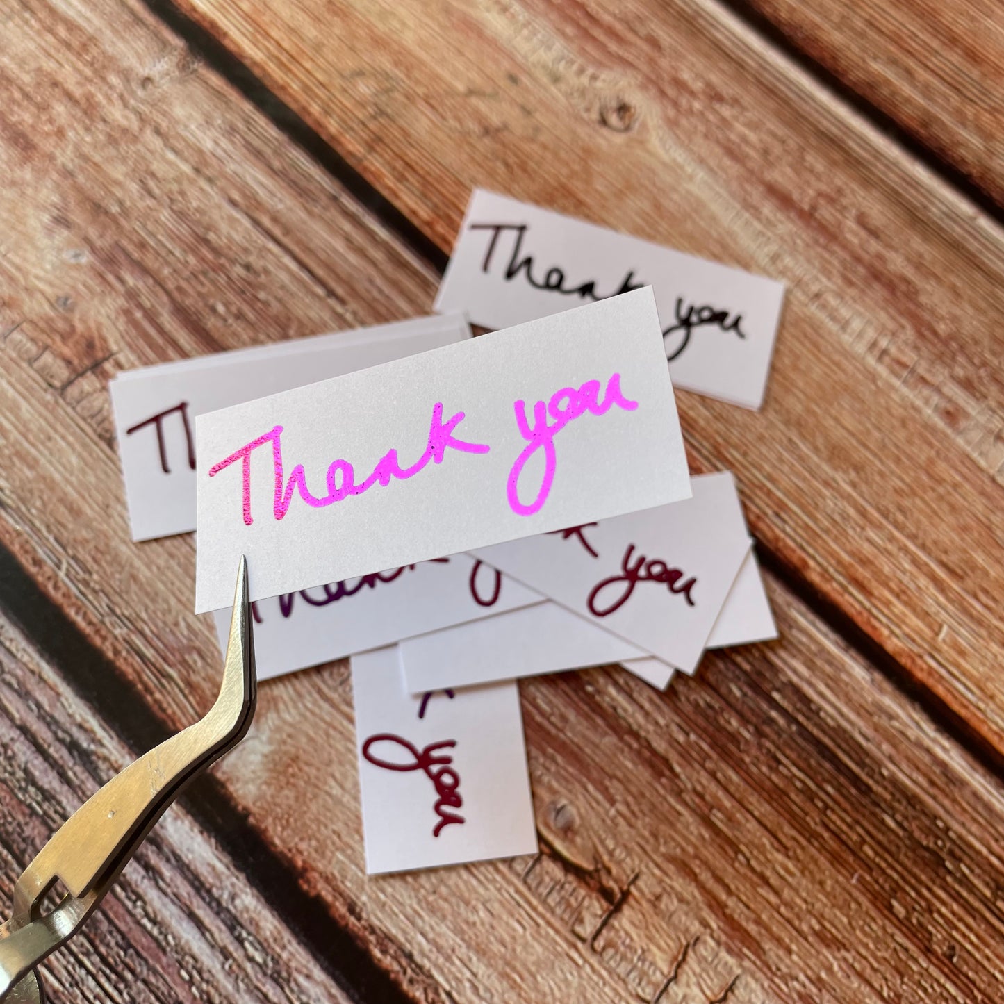 10 pcs Handwritten 'Thank You' Coloured Foiled Sentiments