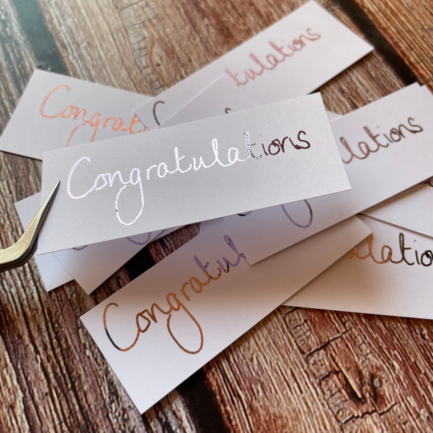 10 pcs Handwritten 'Congratulations' Coloured Foiled Sentiments