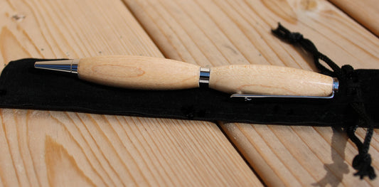 Hard Wood Hand Turned Maple Silver Plated Ball Point Pen