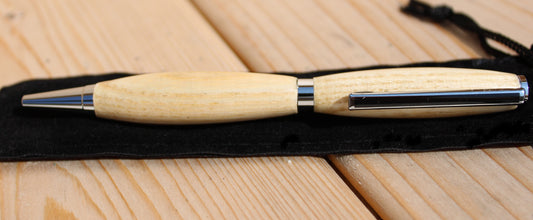 Hard Wood Hand Turned Ash Silver Plated Ball Point Pen