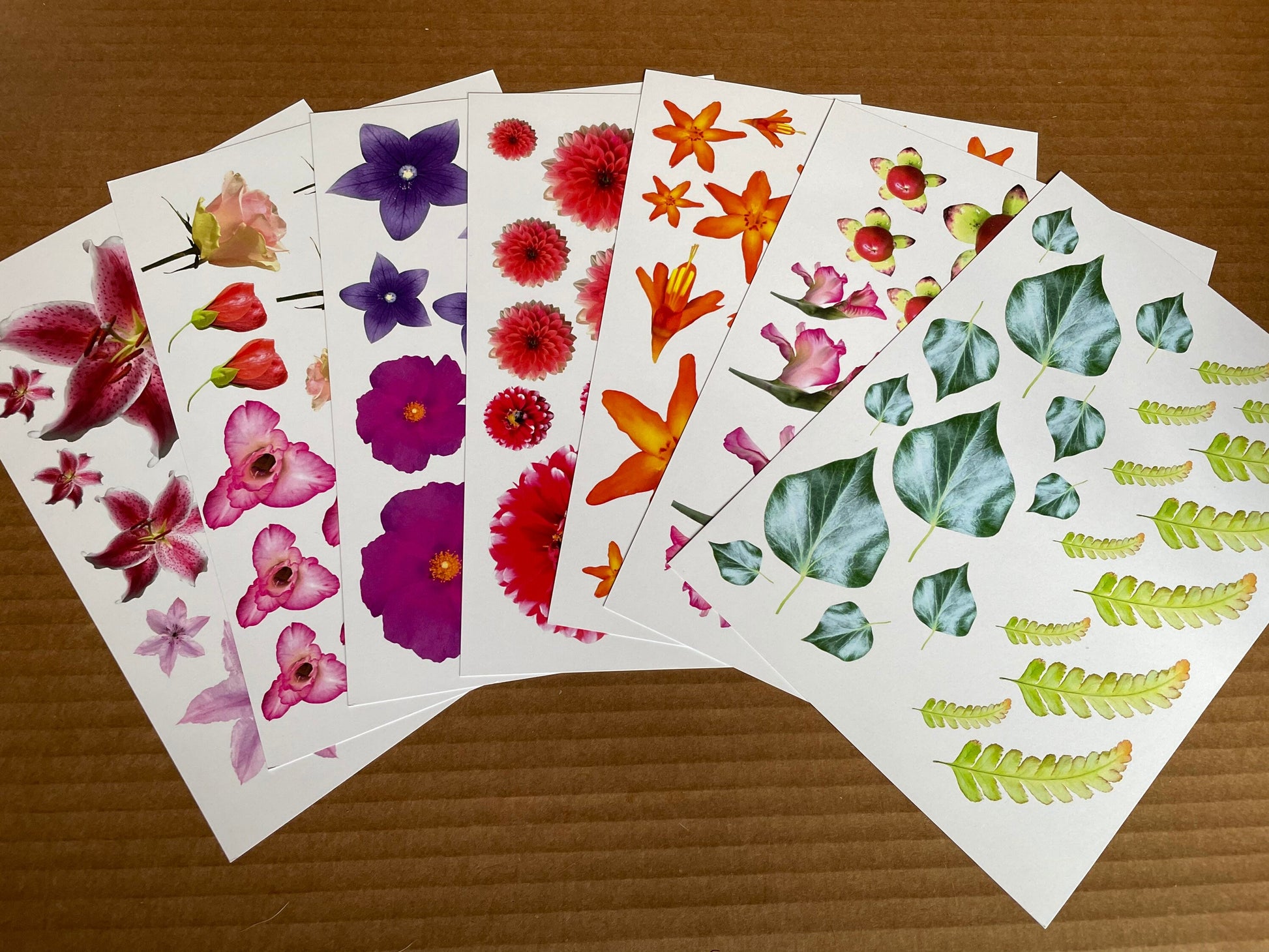 A5 florals part 1 fussy cutting paper pack 7 designs 300gsm