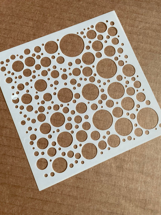 13cm square stencil of different size circles 1mm thick perfect for mixed media and card making