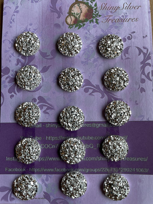 15pc silver acrylic druzy cabochons embellishments very sparkly