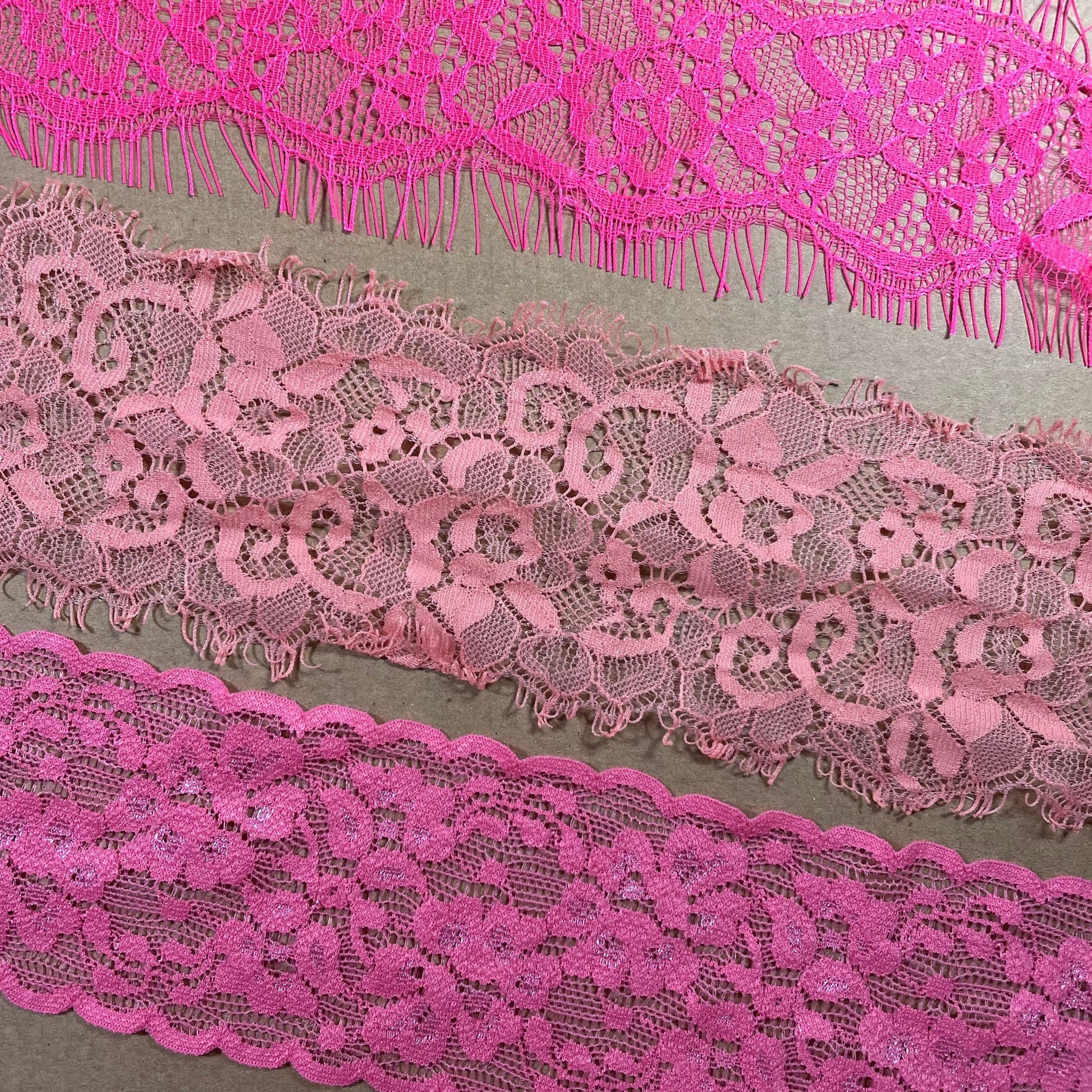 LACE BUNDLE of pinks 1 meter of each