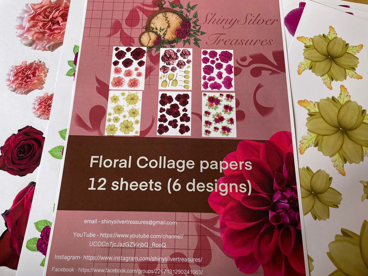 Floral treasures full release 2 x A4 paper pad, ephemera, words, colour in set, and fussy cutting paper pad