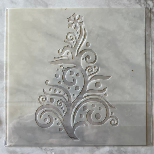13cm square stencil of a Christmas tree 1mm thick perfect for mixed media and card making