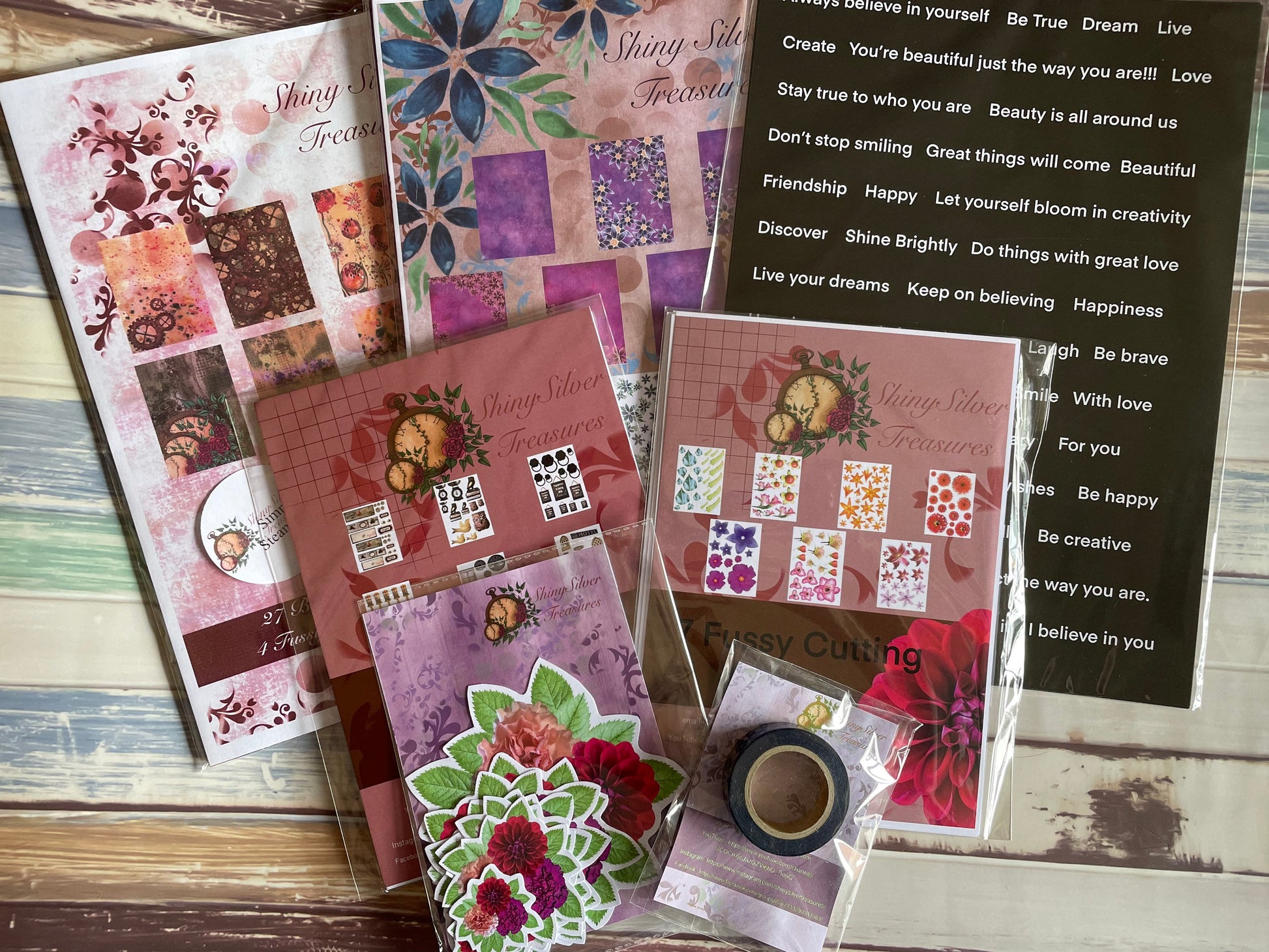 Vintage treasures full release 2 paper packs 2 fussy cutting packs ephemera words washi toppers