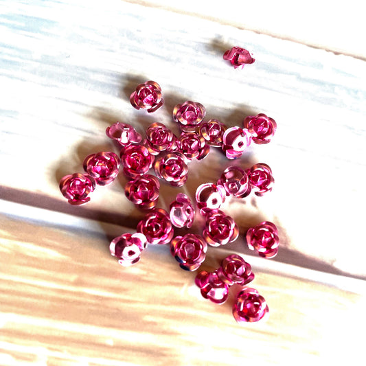 50pc 6mm rose beads  cabochons cabochon embellishments for card making and jewellery making in pink