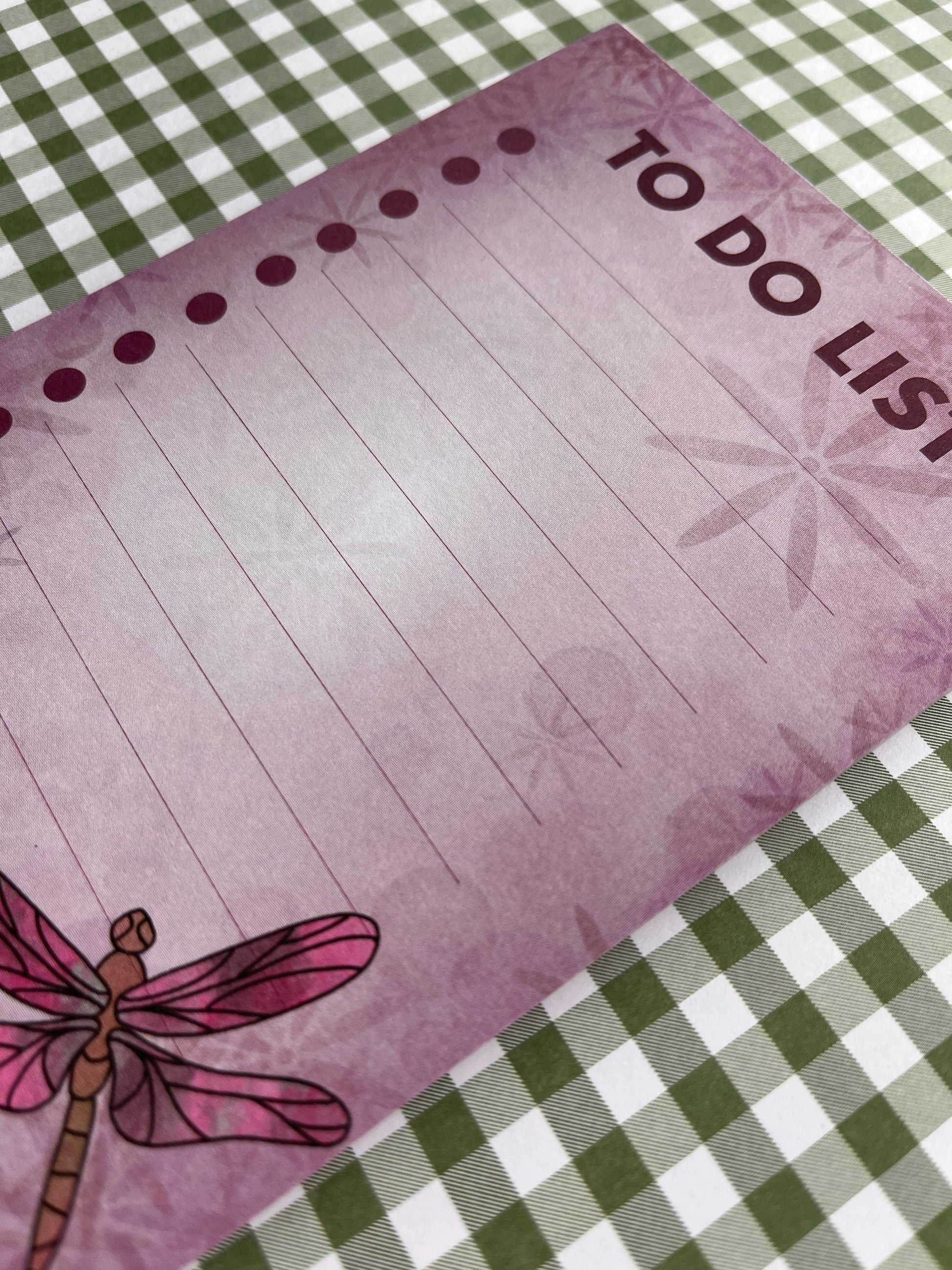 A6 TO DO LIST notebook 50 pages pink dragonfly design super cute perfect for handbags