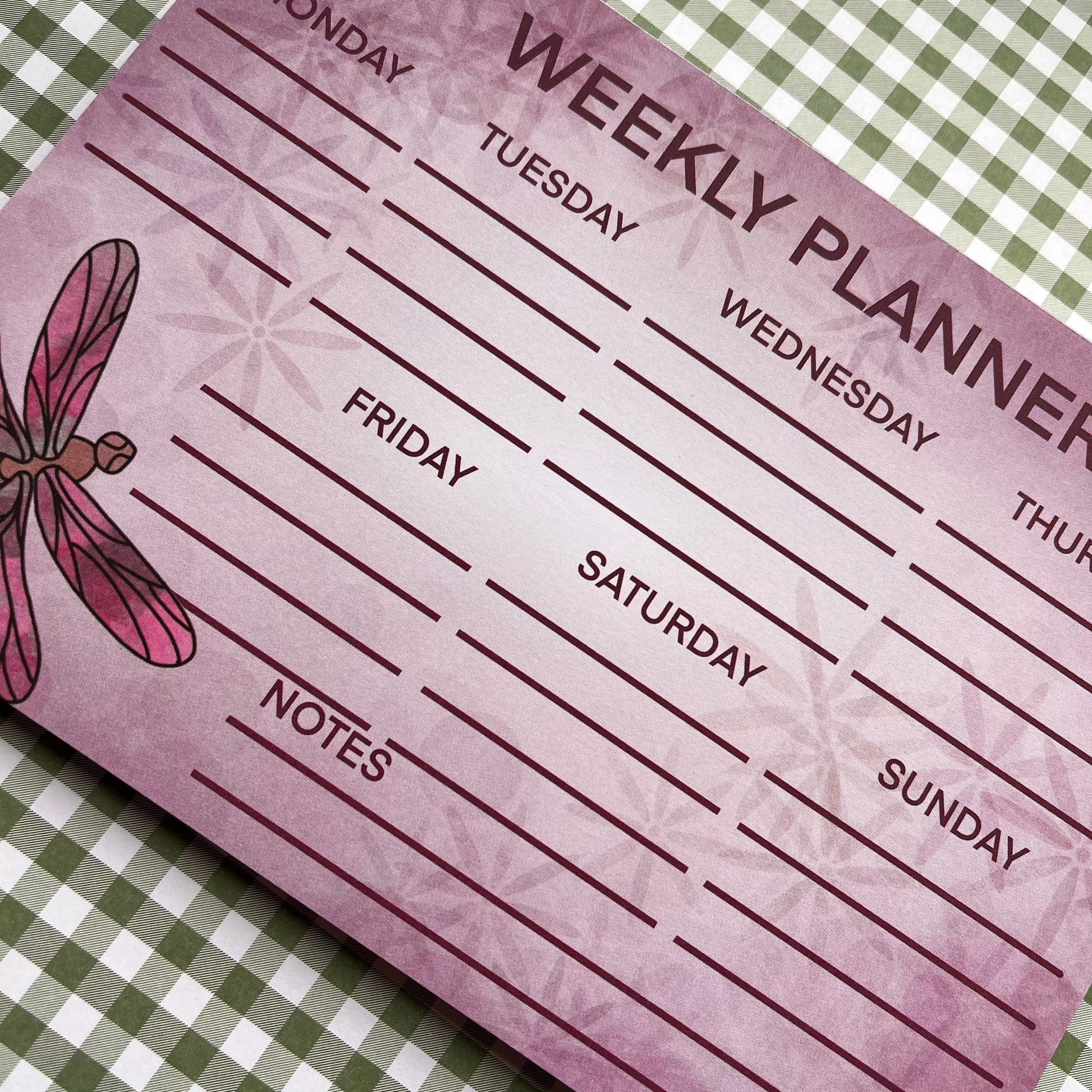 A5 Weekly Planner notebook 50 pages each pink dragonfly design super cute perfect for everyday use