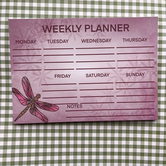 A5 Weekly Planner notebook 50 pages each pink dragonfly design super cute perfect for everyday use