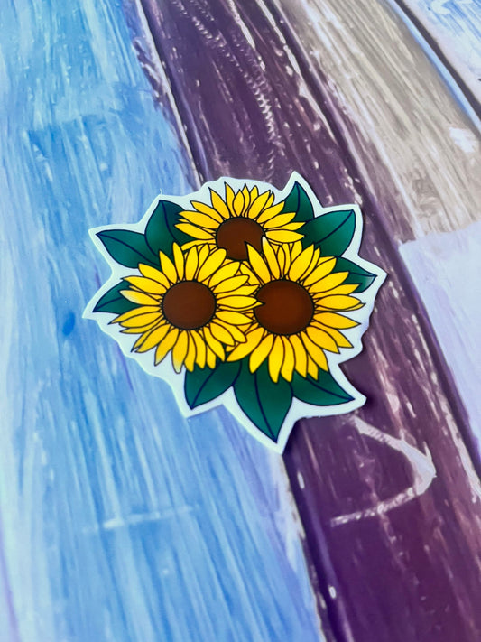 2 x large clear gloss die cut stickers sunflowers 6cm