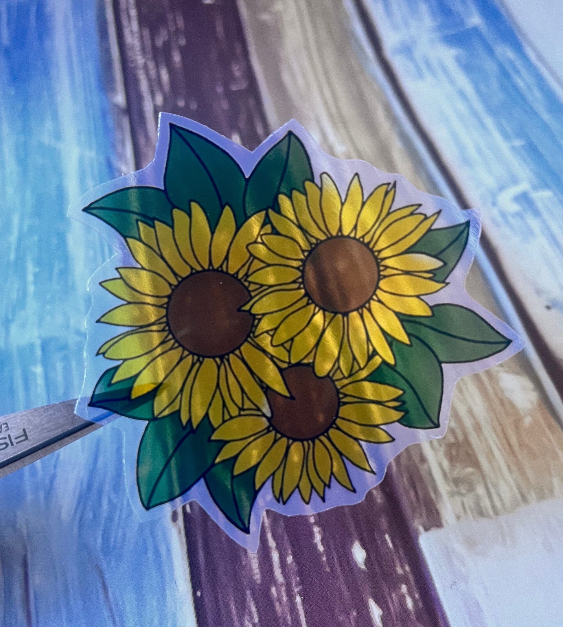 2 x large clear gloss die cut stickers sunflowers 6cm