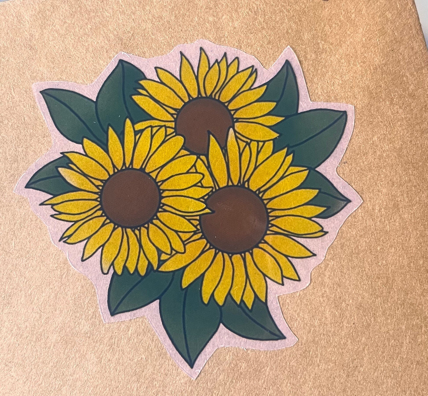 2 x large clear gloss die cut stickers sunflowers 6cm