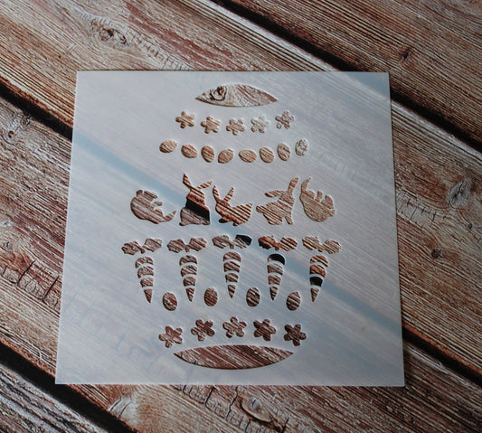 13cm square stencil of An Easter Egg Pattern With Bunnys 1mm thick perfect for mixed media and card making