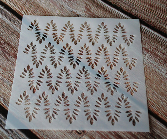 13cm square stencil of a leaf design in a wavey pattern 1mm thick perfect for mixed media and card making