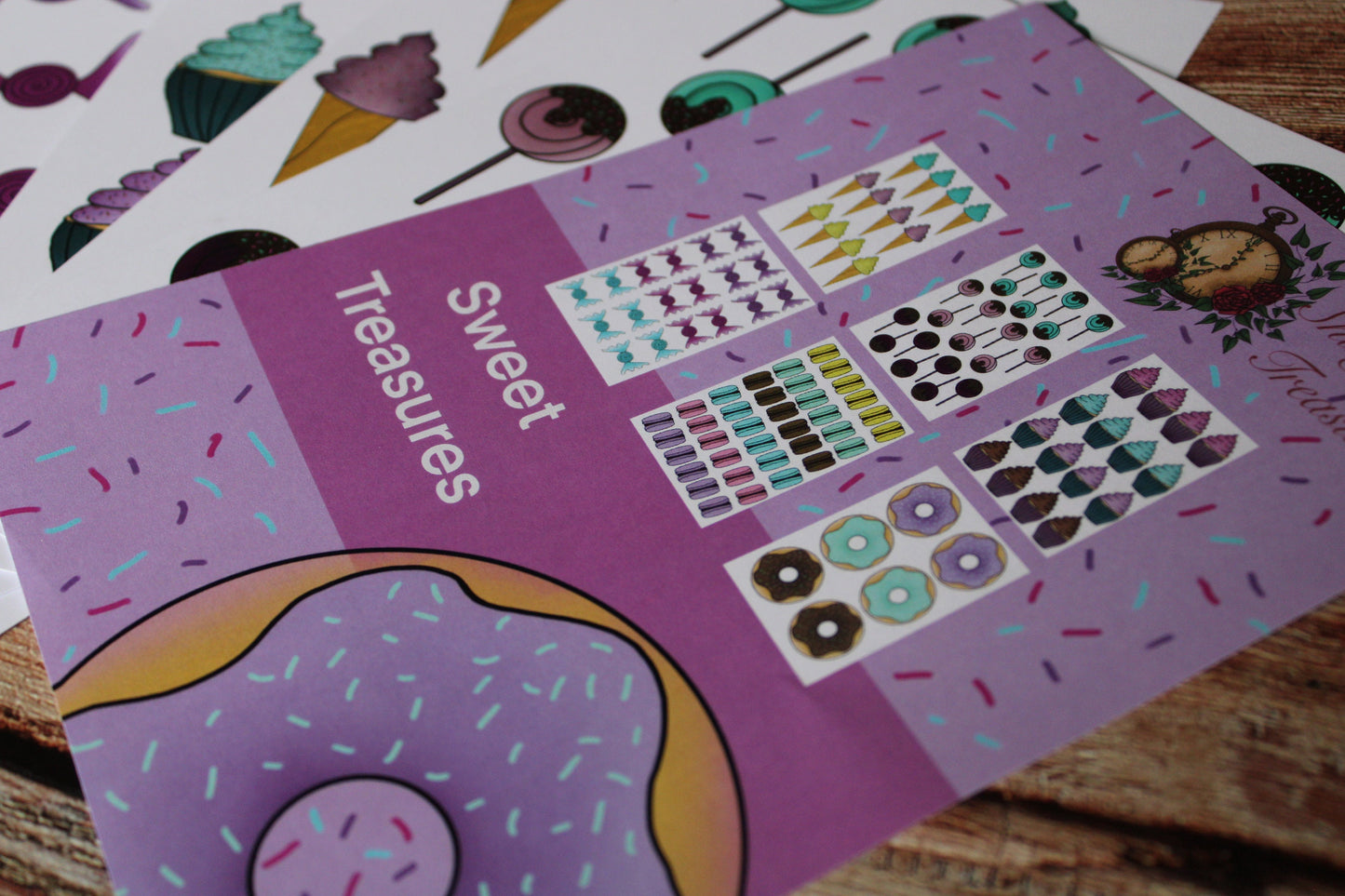 Sweet treasures paper pad collection contains 15 A5 sheets backing papers, word pack and fussy cutting pack