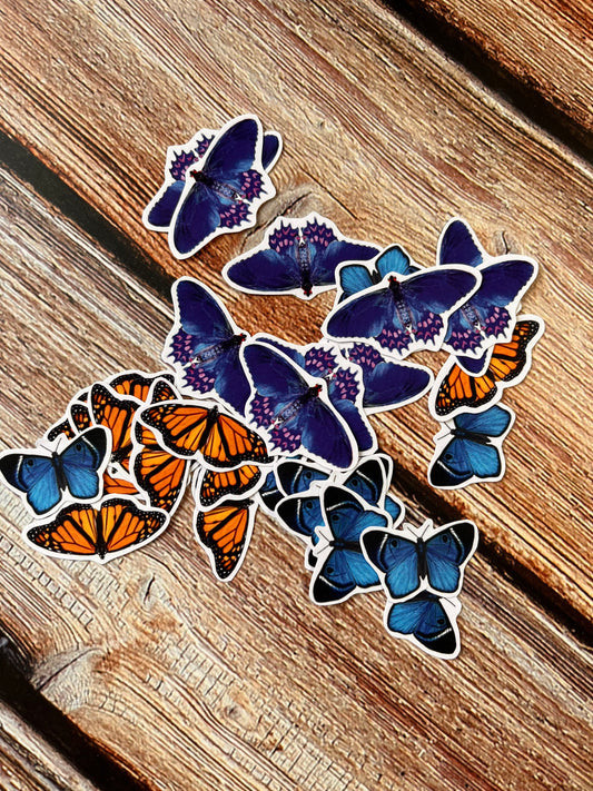 30 pcs Blue and orange small butterflies butterfly ephemera pack ready to use no cut
