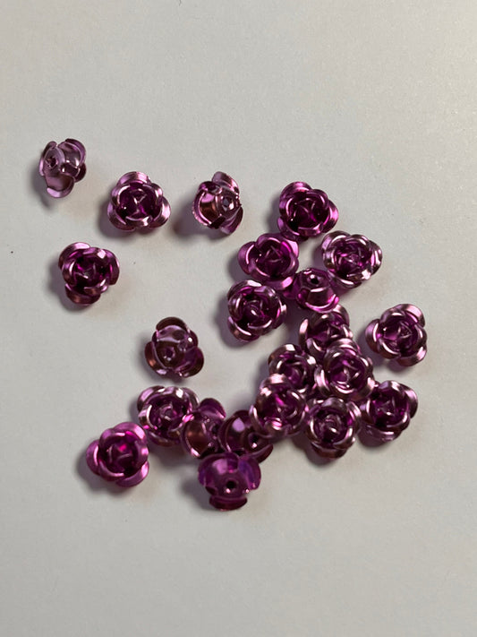 50pc 6mm rose beads  cabochons cabochon embellishments for card making and jewellery making in purple