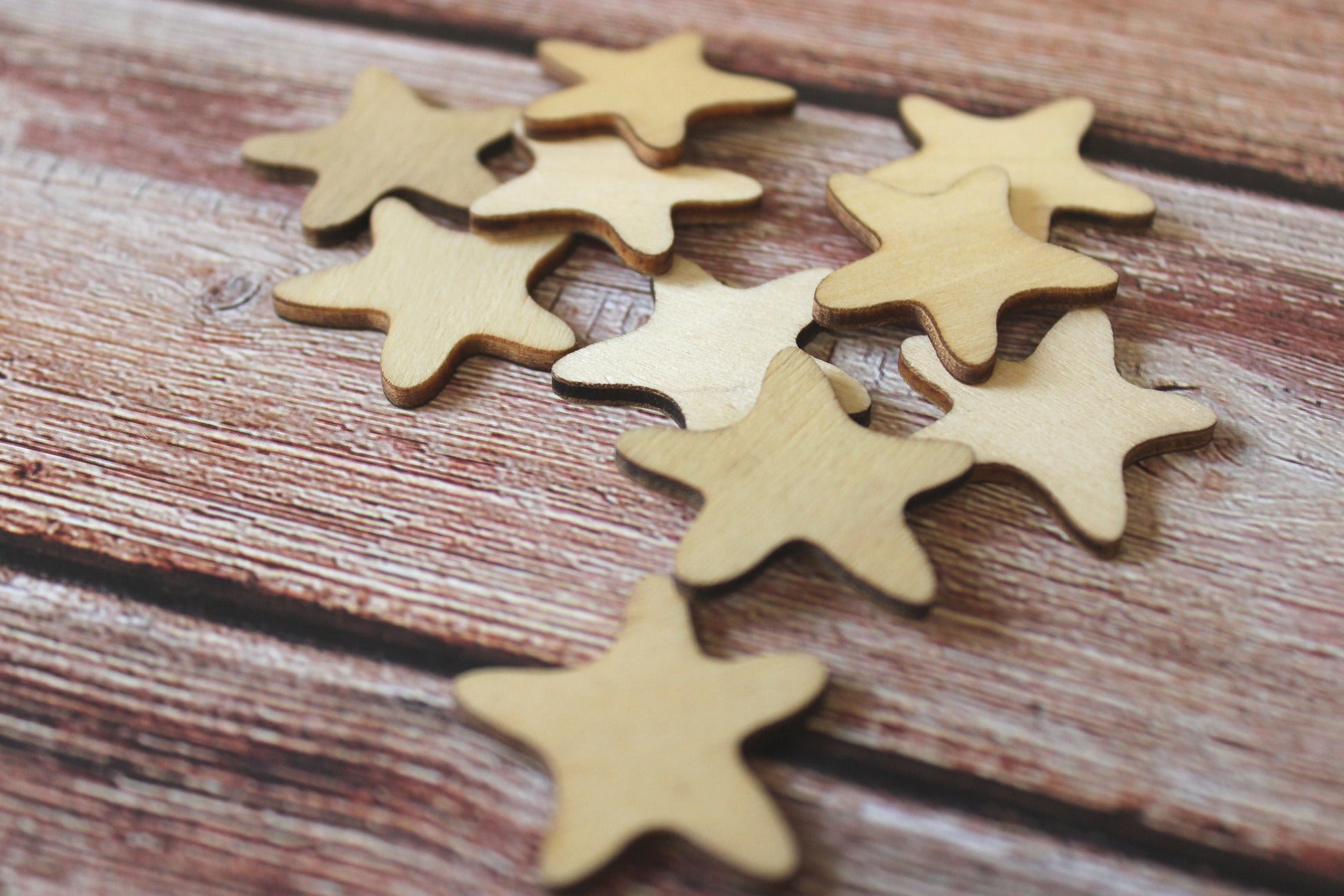 10pc stars / starfish wooden elements pack embellishments