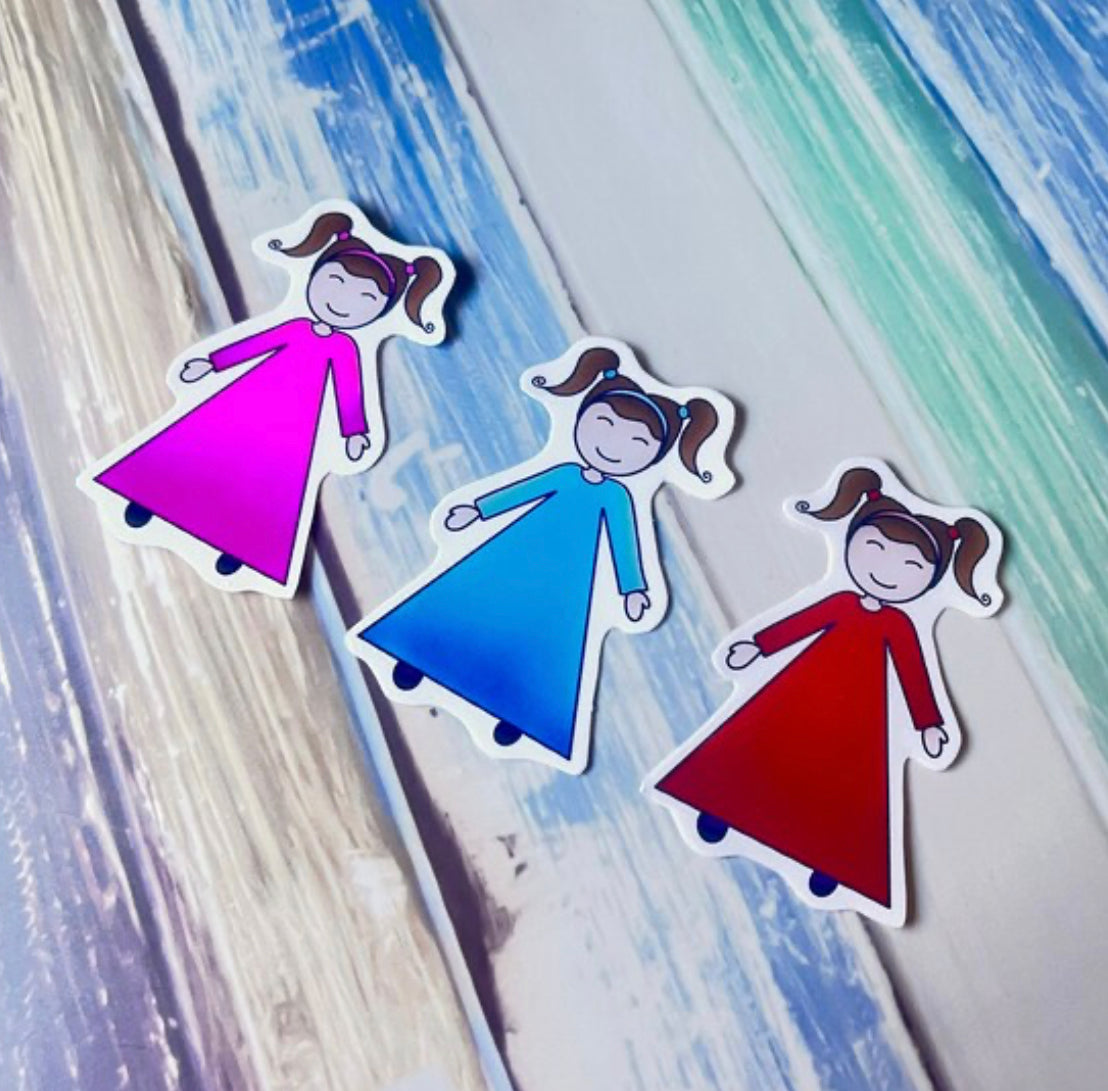 3 pcs clear Girl gloss die cut stickers